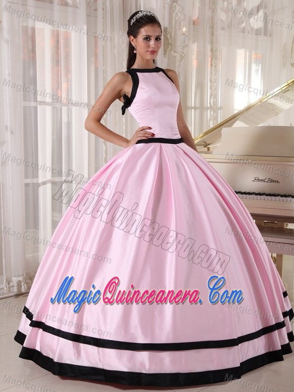 Baby Pink Sleeveless Satin Dress For Quinceanera in Ballycastle