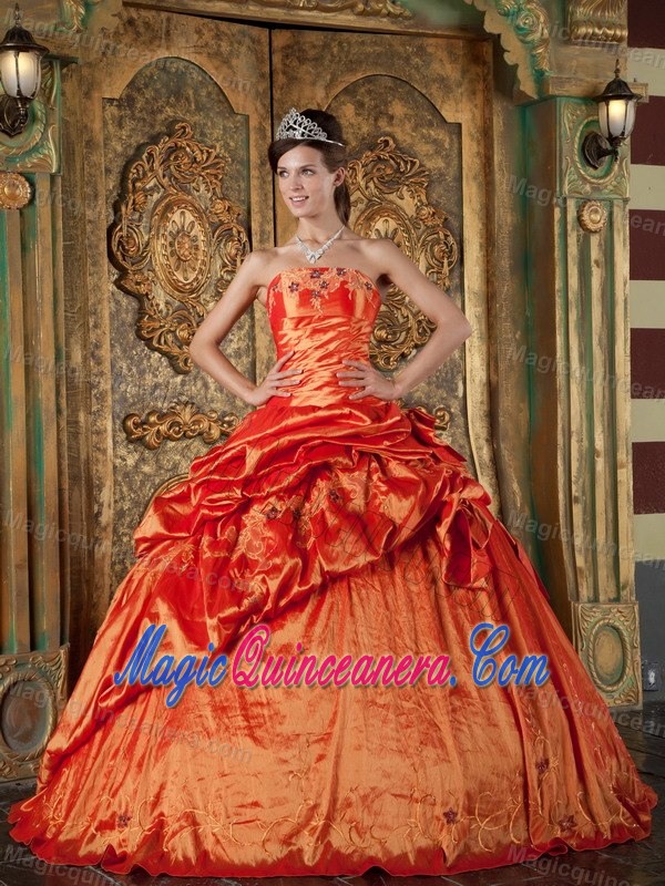 Orange Red Taffeta Quinceanera Dress with Pick Ups in Carrickfergus