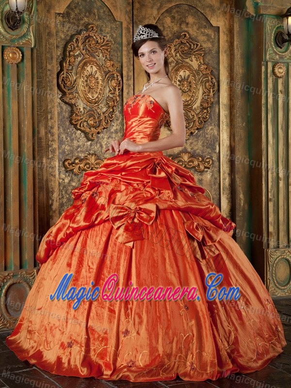 Orange Red Taffeta Quinceanera Dress with Pick Ups in Carrickfergus