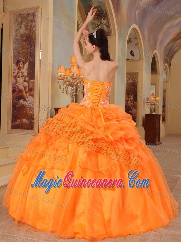 Orange Sweetheart Organza Appliques Sweet 15 Dresses in Ballycastle