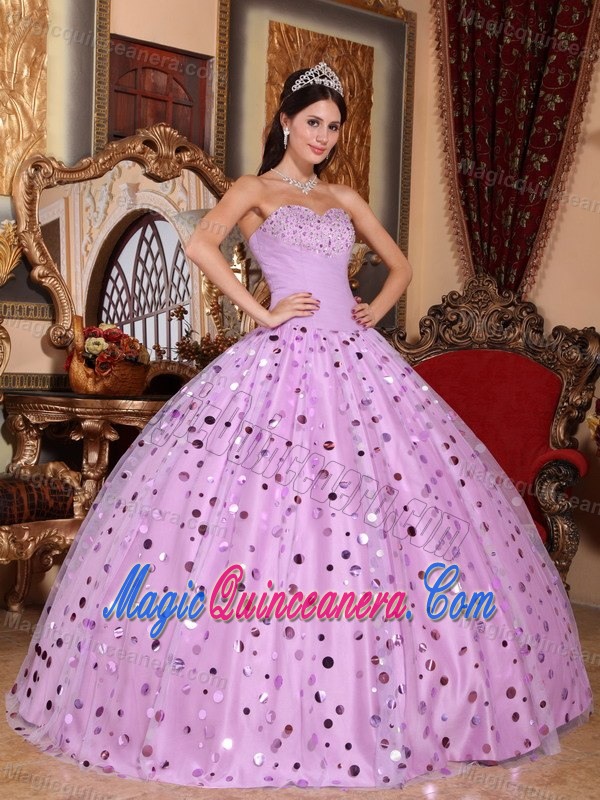 Lavender Beaded Tulle Sweet 15 Dresses with Sequins in Carrickfergus
