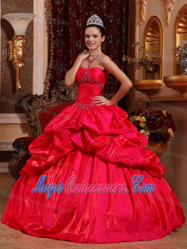 Red Ball Gown Taffeta Quinceanera Gown with Pick Ups in Farnborough