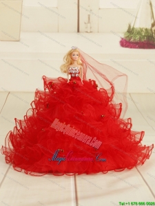 Red Bowknot Organza Barbie Doll Dress