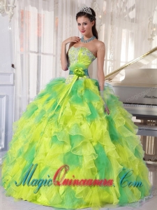 Appliques and Ruffles Floor-length Best Quinceanera Dress for 2014 Spring