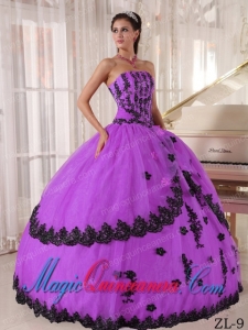 Ball Gown Strapless Floor-length Appliques Cute Quinceanea Dress