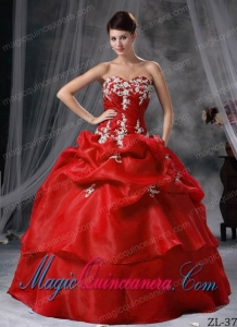 Ball Gown Sweetheart Organza Appliques Best Quinceanera Dress