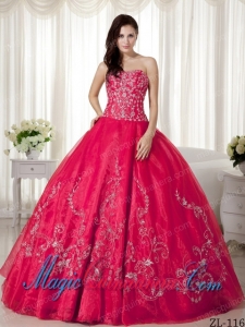 Ball Gown Sweetheart Organza Beading and Embroidery Best Quinceanera Dress