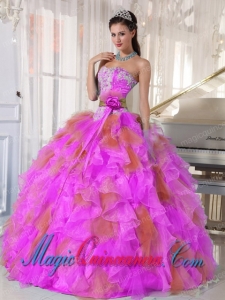 Ball Gown Sweetheart Organza Long Classic Quinceanera Gowns witih Appliques