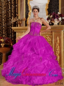 A Classic Quinceanera Gowns In Fuchsia Ball Gown Strapless Floor-length Appliques Organza