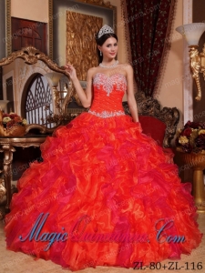 A Hot Pink Ball Gown Sweetheart With Appliques and Beading Classic Quinceanera Gowns