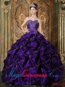 A Purple Ball Gown Sweetheart With Picks-up Taffeta Classic Quinceanera Gowns