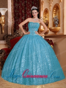 Aqua Blue Ball Gown Sweetheart Floor-length Beading Cute Quinceanera Dress