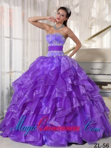 Beautiful Strapless Ball Gown Floor-length Organza Appliques Quinceanera Dress