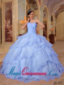 Lilac Ball Gown Sweetheart Organza Best Quinceanera Dress with Beading