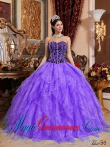 Lovely Ball Gown Sweetheart Embroidery with Beading Quinceanera Dresses in Purple and Black
