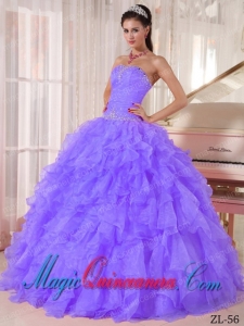 Luxurious Ball Gown Strapless Organza Beading Quinceanera Dress in Lilac