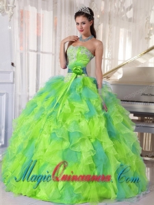 Remarkable 2014 Sweetehart Quinceanera Dress with Appliques and Ruffles