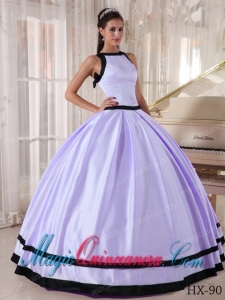 Sexy Lavender and Black Ball Gown Bateau Quinceanera Dress Lavender and Black