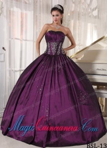 Strapless Taffeta Ball Gown Embroidery and Beading Best Quinceanera Dress