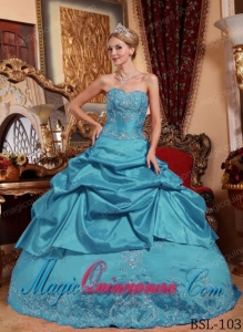 Teal Ball Gown Sweetheart Embroidery with Beading Gorgeous Quinceanera Dress