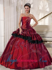 A Ball Gown Strapless Floor-length Taffeta Beading Discount Quinceanera Dresses