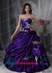 A Beautiful Ball Gown Strapless With Taffeta Appliques Discount Quinceanera Dresses