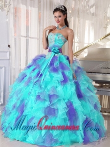 Ball Gown Sweetheart Organza Floor-length Appliques Dramatic Quinceanera Dress