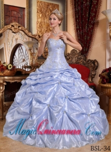 Cheap Lilac Sweetheart Ball Gown Taffeta Embroidery Quinceanera Dress with Beading