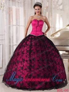 Colourful Sweetheart Floor-length Tulle and Taffeta Lace Discount Quinceanera Dresses