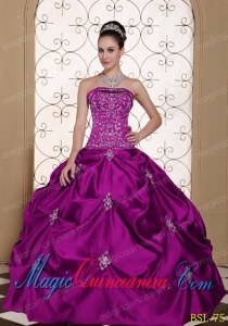 Discount Quinceanera Dresses Embroidery Taffeta Strapless Modest with Pick-ups