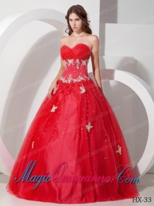 Discount Quinceanera Dresses With Ball Gown Sweetheart Tulle Appliques and Beading