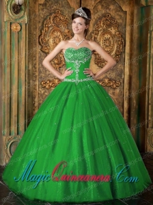 Green Cheap A-Line Sweetheart Tulle Quinceanera Dress with Beading