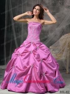 Modest Ball Gown Strapless Floor-length Taffeta Beading Dramatic Quinceanera Dress