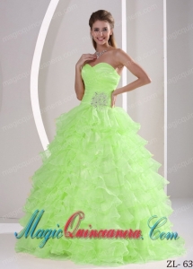 Ruffles Sweetheart Appliques and Ruching Dramatic Quinceaners Dress For Military Ball