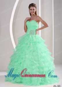 Ruffles With Appliques and Ruch Discount Quinceanera Dresses For Military Ball