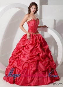 Sweetheart Floor-length Taffeta Discount Quinceanera Dresses with Pick-ups