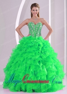 Sweetheart Ruffles and Beading Floor-length Discount Quinceanera Dresses in Sweet 16