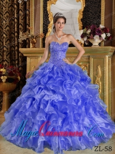 Ball Gown Sweetheart Gorgeous Ruffles Organza Quinceanera Dress in Purple