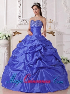 Ball Gown Sweetheart Gorgeous Taffeta Beading Quinceanera Dress in Blue