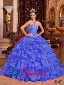 Discount Quinceanera Dresses In Purple Ball Gown Strapless With Organza Beading and Appliques