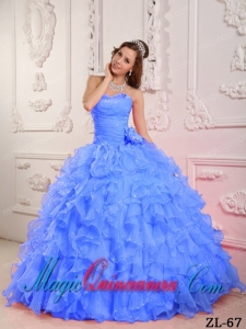 Elegant Ball Gown Sweetheart Beading Blue Quinceanera Dress