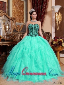 Embroidery with Beading Sweetheart Apple Green and Black Dramatic Quinceanera Dress