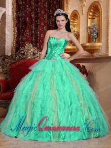 Gorgeous Apple Green Ball Gown Sweetheart Tulle Beading Quinceanera Dress