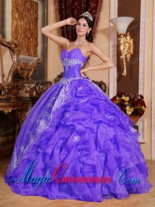 Gorgeous Ball Gown Sweetheart Organza Beading Quinceanera Dress in Purple