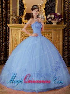 Gorgeous Lilac Ball Gown Sweetheart Tulle Appliques Quinceanera Dress