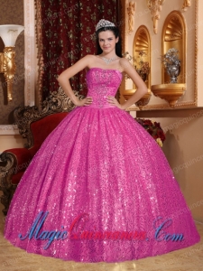 Hot Pink Ball Gown Sweetheart With Beading Discount Quinceanera Dresses