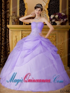 Lilac Ball Gown Strapless Gorgeous Organza Beading Quinceanera Dress