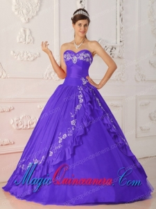 Purple A-Line Gorgeous Sweetheart Embroidery and Beading Quinceanera Dress