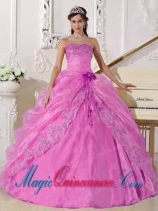 Strapless Ball Gown Gorgeous Organza Embroidery Quinceanera Dress with Beading