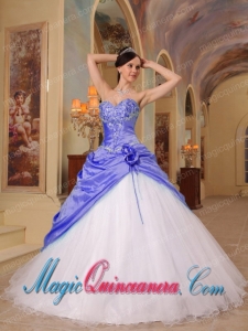 Purple and White A-Line Sweetheart Floor-length Beading Fashion Quinceanera Dress